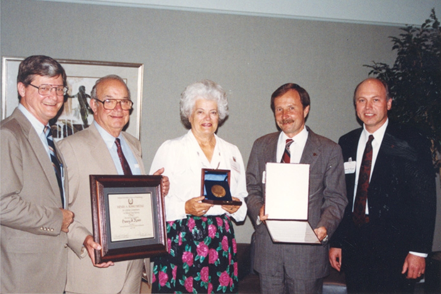 Hank and Dottie Rosso, The Fund Raising School founders, with Robert Payton, Gerald Bepko, and Gene Tempel.