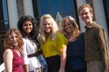 First BA philanthropy students Elizabeth Wells (left to right), Arishaa Khan, Hannah Croucher, Brittany Sears, Mark Lighthizer 